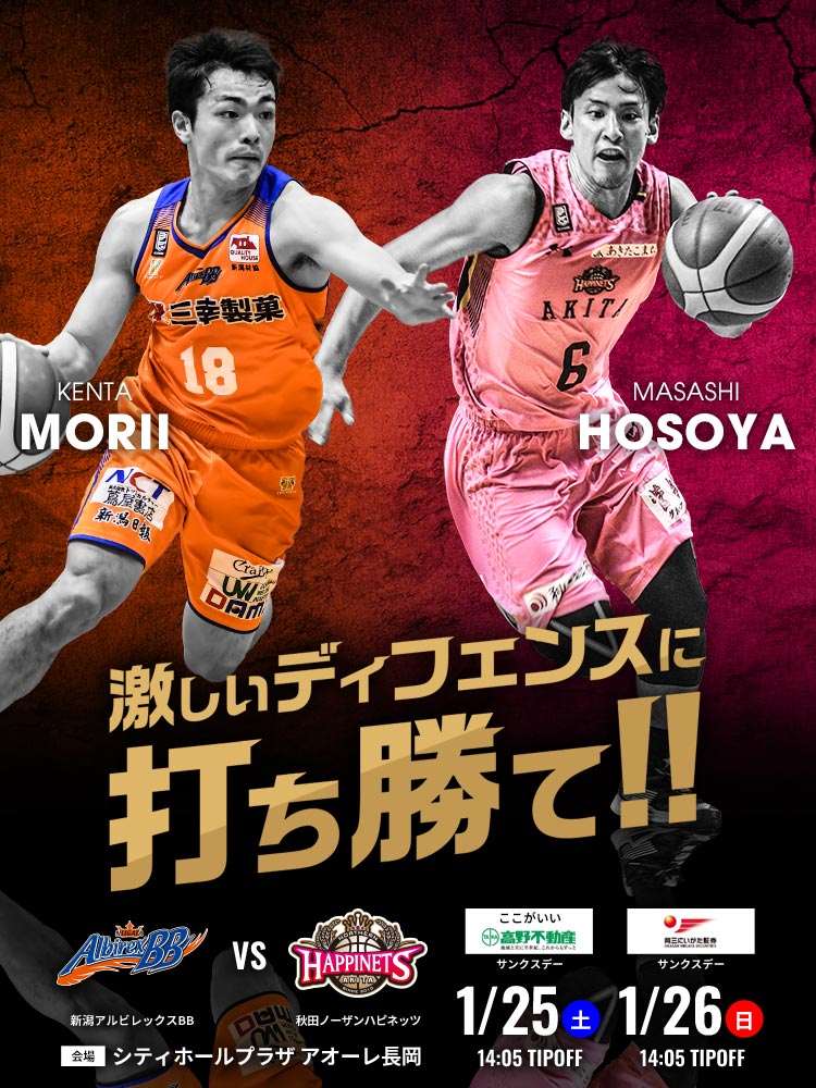 1/25（土）・26（日）は秋田ノーザンハピネッツ戦！新潟アルビレックスBBのシーズン第19節 | 新潟アルビレックスBB